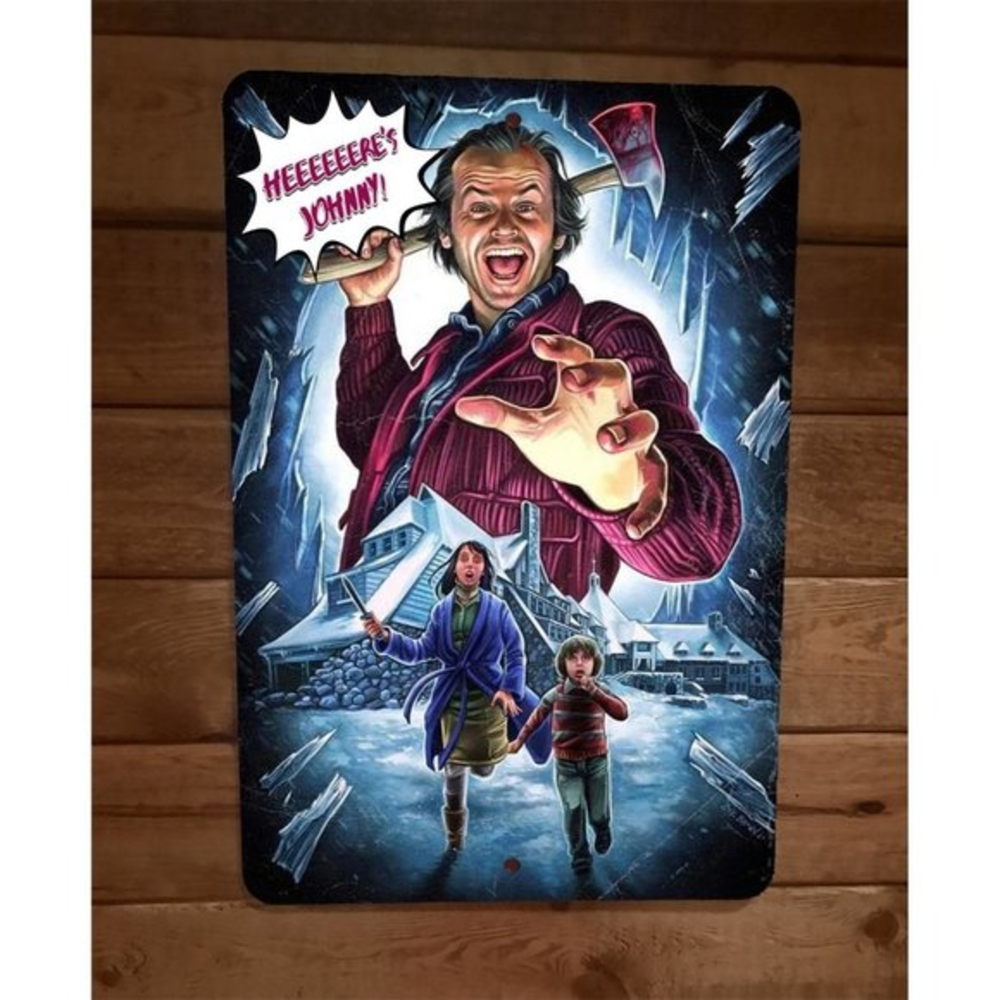 Heeeeeres Johnny 8x12 Metal Wall‎ Horror Movie Sign Shining